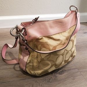Coach Pink Signature Crossbody Hobo Purse